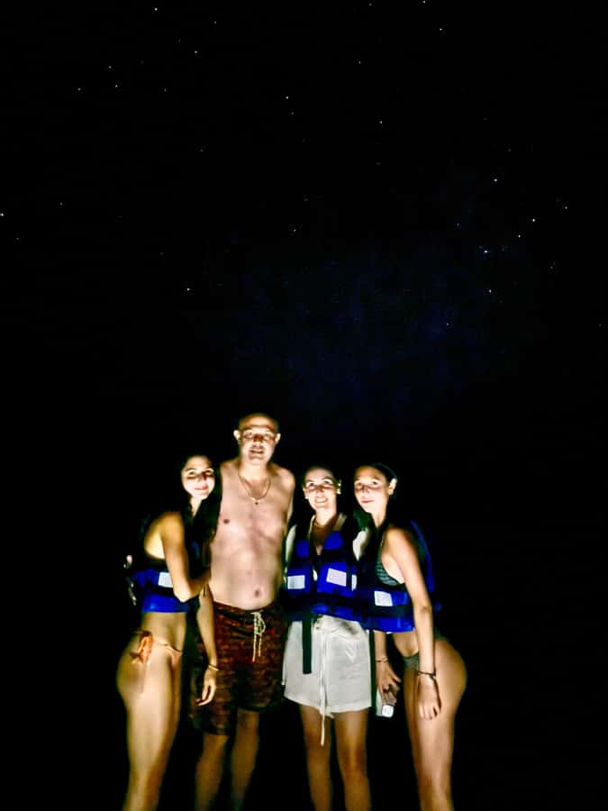 Holbox: Bioluminescence by Kayak and Stargazing. - Walking across a sandbar with glowing footprints