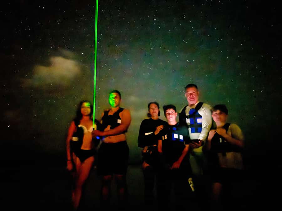 Holbox: Bioluminescence by Kayak and Stargazing. - Pickup by golf cart and the ride to Las Nubes