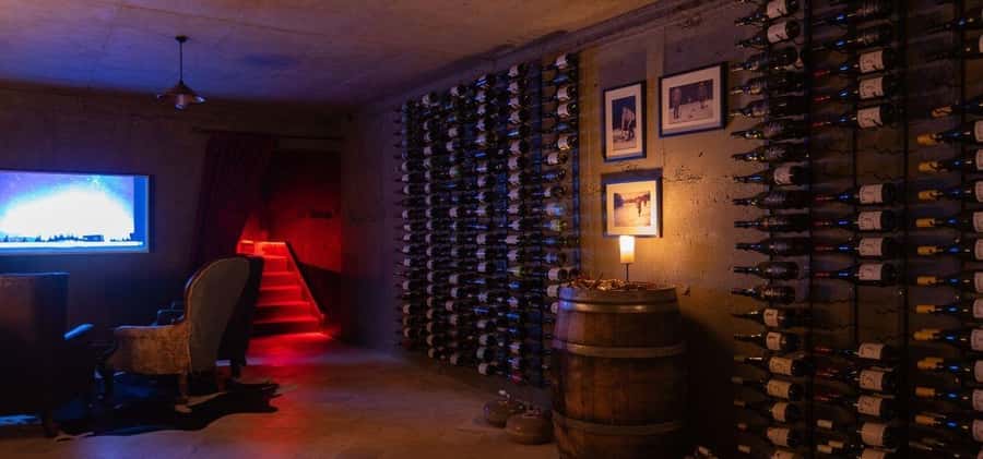 Mount Cook, Lake Pukaki: Billion Star Dining - A welcome drink in the wine cellar